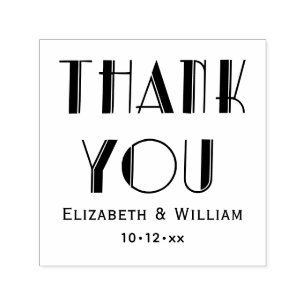 Elegante Art Deco Hochzeitstypografie Danke #1 Permastempel