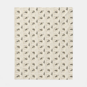 Elegante Art Deco Katzen - Beige Fleecedecke