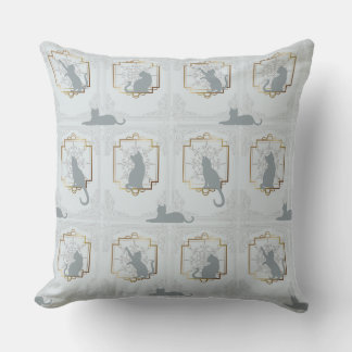 Elegante Art Deco Katzen - Hellgrau Kissen