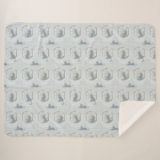 Elegante Art Deco Katzen - Hellgrau Sherpadecke