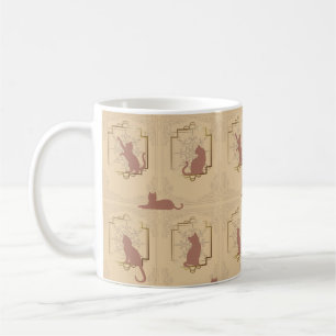 Elegante Art Deco Katzen - Orange Kaffeetasse