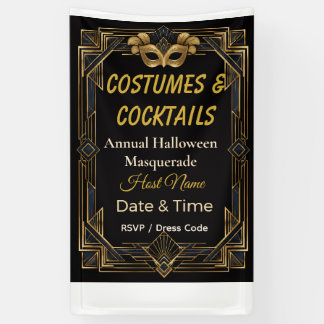 Elegante Art Deco Kostüme und Cocktails Maskerade Banner