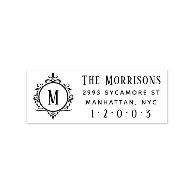 Elegante Art Deco Monogram Family Rücksendeadresse Gummistempel (Prägung)