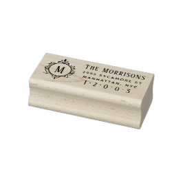 Elegante Art Deco Monogram Family Rücksendeadresse Gummistempel