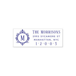Elegante Art Deco Monogram Family Rücksendeadresse Permastempel