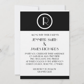Elegante Art Deco Monogram R Wedding Einladung