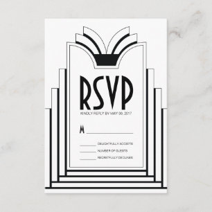 Elegante Art Deco Rahmen Retro Hochzeit RSVP Karte