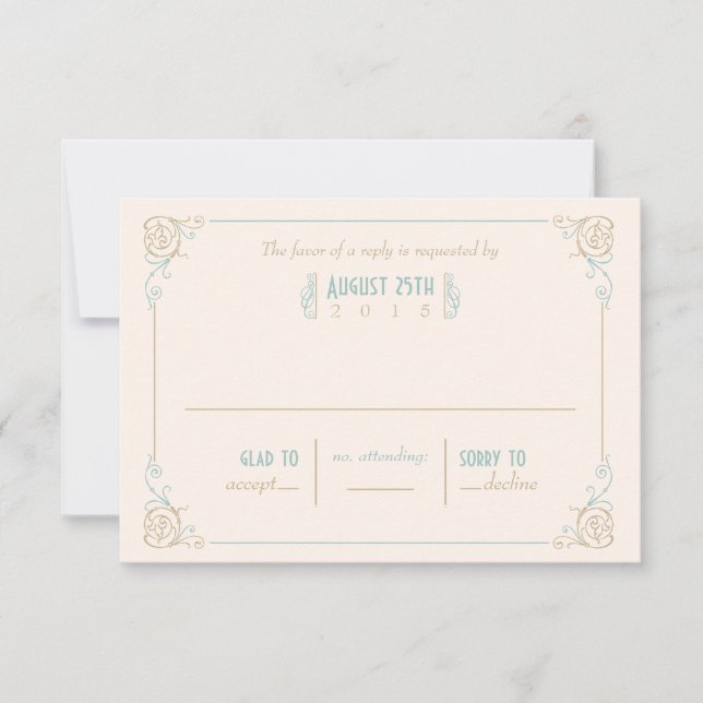 Elegante Art Deco RSVP Karte (Vorderseite)