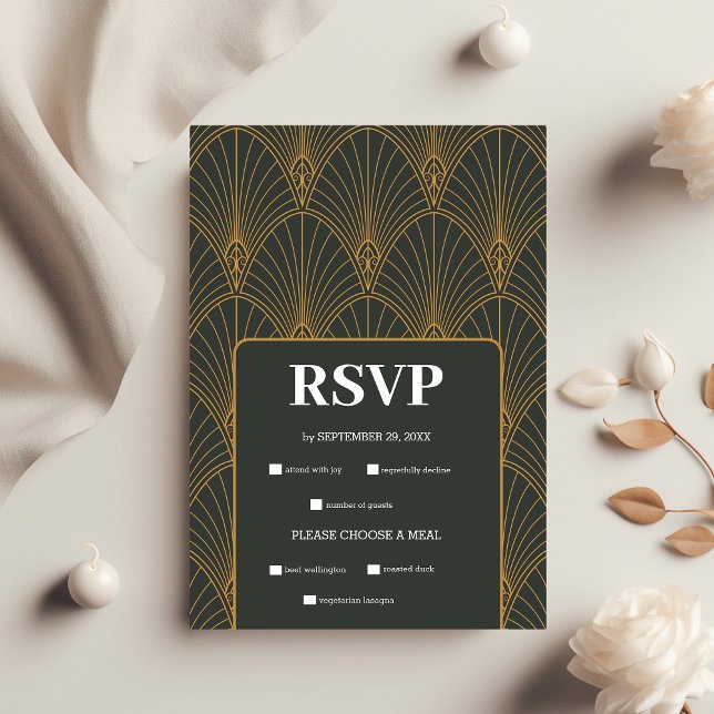 Elegante Art Deco RSVP Karte (Von Creator hochgeladen)