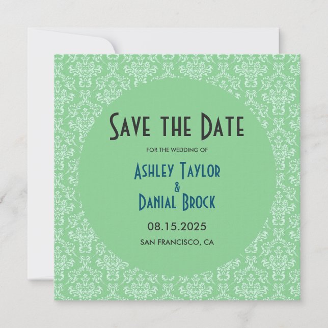 Elegante Art Deco Save The Date (Vorderseite)