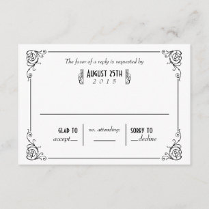 Elegante Art Deco schwarz-weiße Hochzeits-RSVP-Kar RSVP Karte