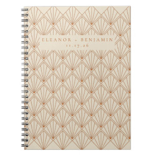 Elegante Art Deco verbrannt orange Hochzeit Notizblock
