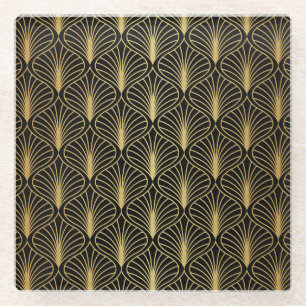 Elegante Art Deco: Vintag Abstrakt Glasuntersetzer