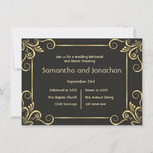 Elegante Art Deco Vintage Hochzeitsprobe Einladung