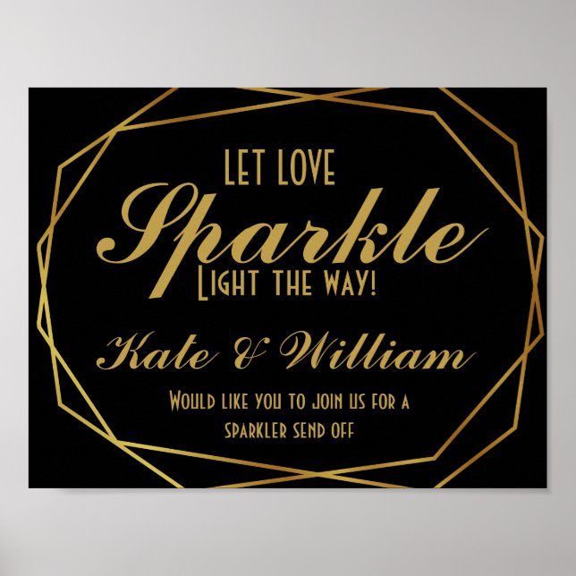 Elegante Art Deko Gold & Black Sparkler abschicken (Vorne)