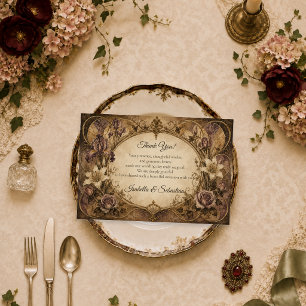 Elegante Art Nouveau Blumenhochzeit Dankeskarte