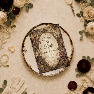 Elegante Art Nouveau Blumenhochzeit Save The Date