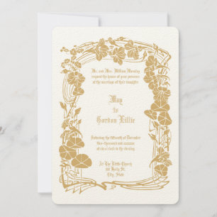 Elegante Art Nouveau Blumenrand-Hochzeit Einladung