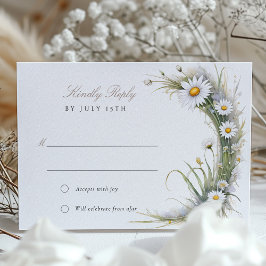 Elegante Art Nouveau Daisy Wedding RSVP Card Einladung