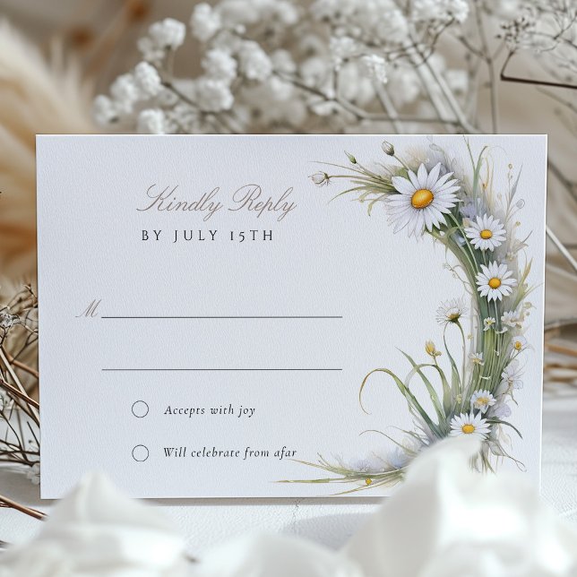 Elegante Art Nouveau Daisy Wedding RSVP Card Einladung (Von Creator hochgeladen)