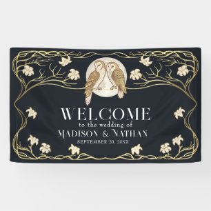 Elegante Art Nouveau Eulen Hochzeit Banner