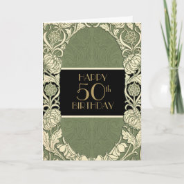 Elegante Art Nouveau Fiftieth Birthday Karte