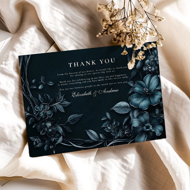 Elegante Art Nouveau Floral Halloween Hochzeit Dankeskarte (Von Creator hochgeladen)