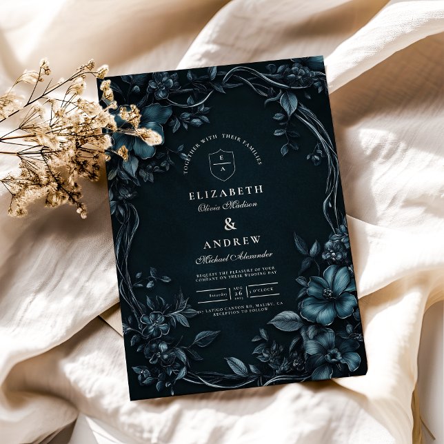 Elegante Art Nouveau Floral Halloween Hochzeit Einladung (Von Creator hochgeladen)
