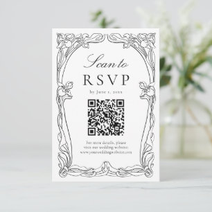 Elegante Art Nouveau-Floral-QR-Code-Hochzeit RSVP Karte