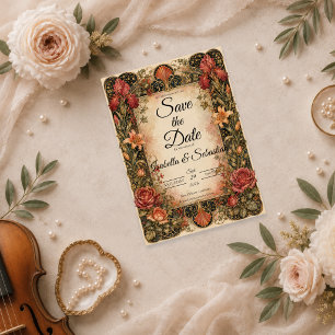 Elegante Art Nouveau Florale Hochzeit Save The Date