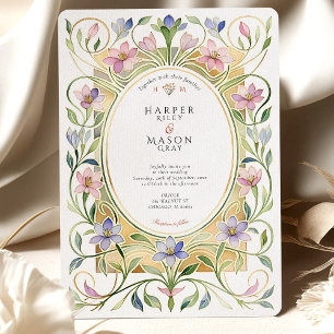 Elegante Art Nouveau-Frühlingsblumen-Hochzeit in G Einladung