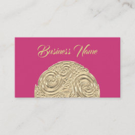 Elegante Art Nouveau Gold Fuschia Rosa Medaillon Visitenkarte