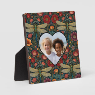 Elegante Art Nouveau Herbstblumen Libelle Fotoplatte