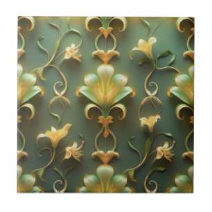 Elegante Art Nouveau-Keramikfliese mit floralem Mu Fliese