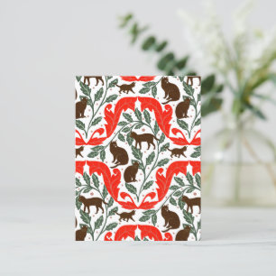 Elegante Art Nouveau Red Brown Black Cat-Whimsical Postkarte