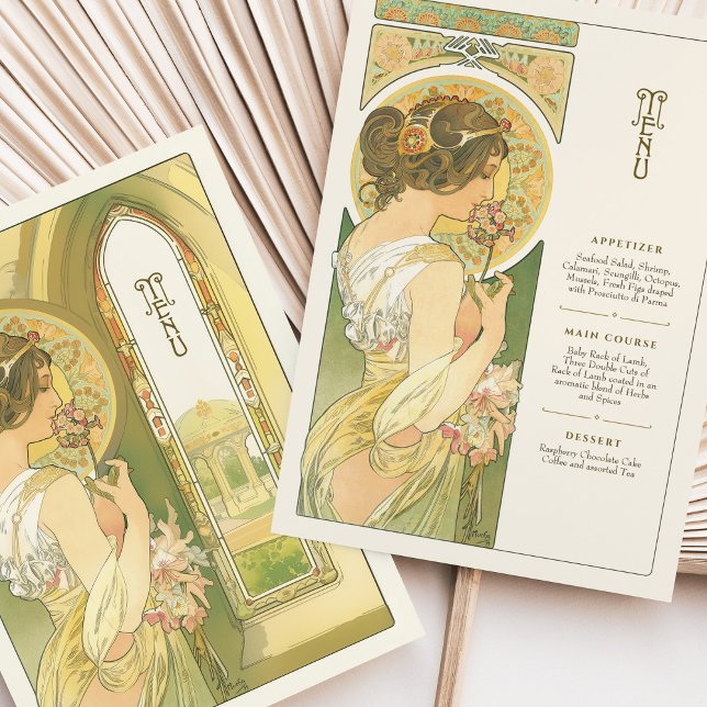 Elegante Art Nouveau Wedding Menu Card Einladung (Von Creator hochgeladen)