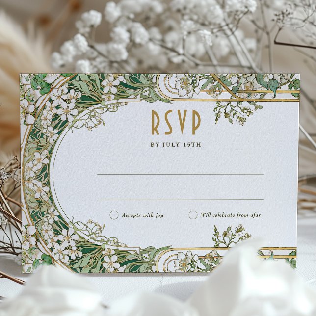 Elegante Art Nouveau Wedding RSVP Card Einladung (Von Creator hochgeladen)