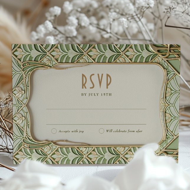Elegante Art Nouveau Wedding RSVP Card Einladung (Von Creator hochgeladen)