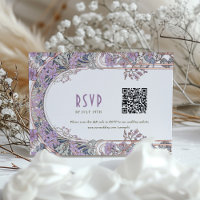 Elegante Art Nouveau Wedding RSVP Card mit QR Code