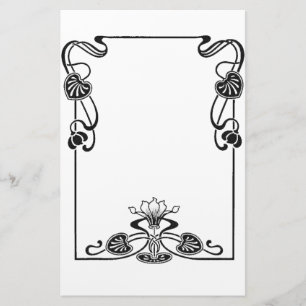 Elegante Art Nuovo Floral Schwarz und Weiß Bildban Briefpapier