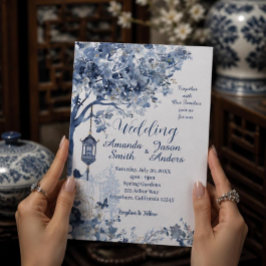 Elegante asiatisch inspirierte romantische Hochzei Einladung