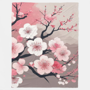 Elegante asiatische Kirschblüten-Oriental Fleecedecke
