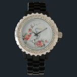 Elegante Asiatische Krane und Blossom Art Armbanduhr<br><div class="desc">Hübscher,  komplizierter Kran und Blume asiatische Malerei.</div>