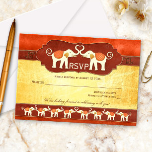 Elegante asiatische weiße Elefanten-Hochzeits-RSVP Einladung