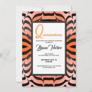 Elegante Ästhetik Orange & Black Tiger Skin Print Einladung