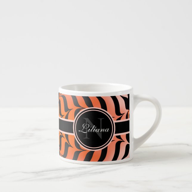 Elegante Ästhetik Orange & Black Tiger Skin Print Espressotasse (Rechts)