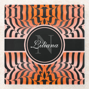 Elegante Ästhetik Orange & Black Tiger Skin Print Glasuntersetzer
