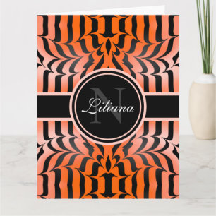 Elegante Ästhetik Orange & Black Tiger Skin Print Karte