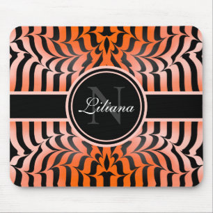 Elegante Ästhetik Orange & Black Tiger Skin Print Mousepad