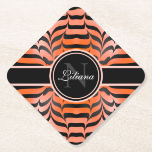Elegante Ästhetik Orange & Black Tiger Skin Print Untersetzer